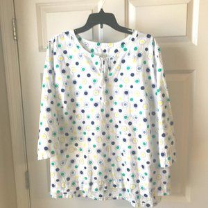 Talbot's Women's White Poet's Blouse Size 2X Polka Dots